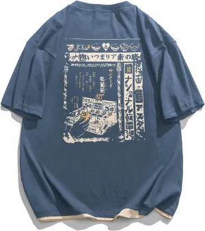 Aelfric Eden Mens 90s Vintage Oversized Shirts Unisex Harajuku T Shirt Print Graphic Tees Casual Summer Streetwear Top