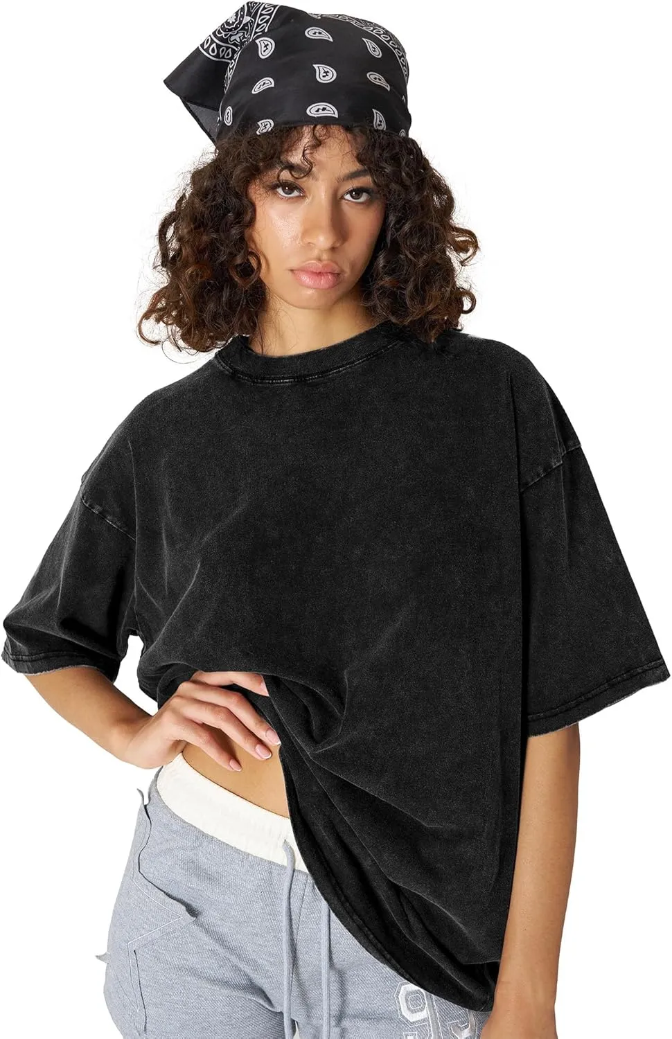 Aelfric Eden Mens Cotton Wash Solid T-Shirts Oversized Unisex Short Sleeve Streetwear Rap Hip Hop Basic Tee Tops