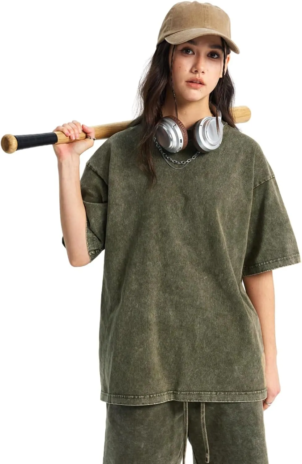 Aelfric Eden Mens Cotton Wash Solid T-Shirts Oversized Unisex Short Sleeve Streetwear Rap Hip Hop Basic Tee Tops