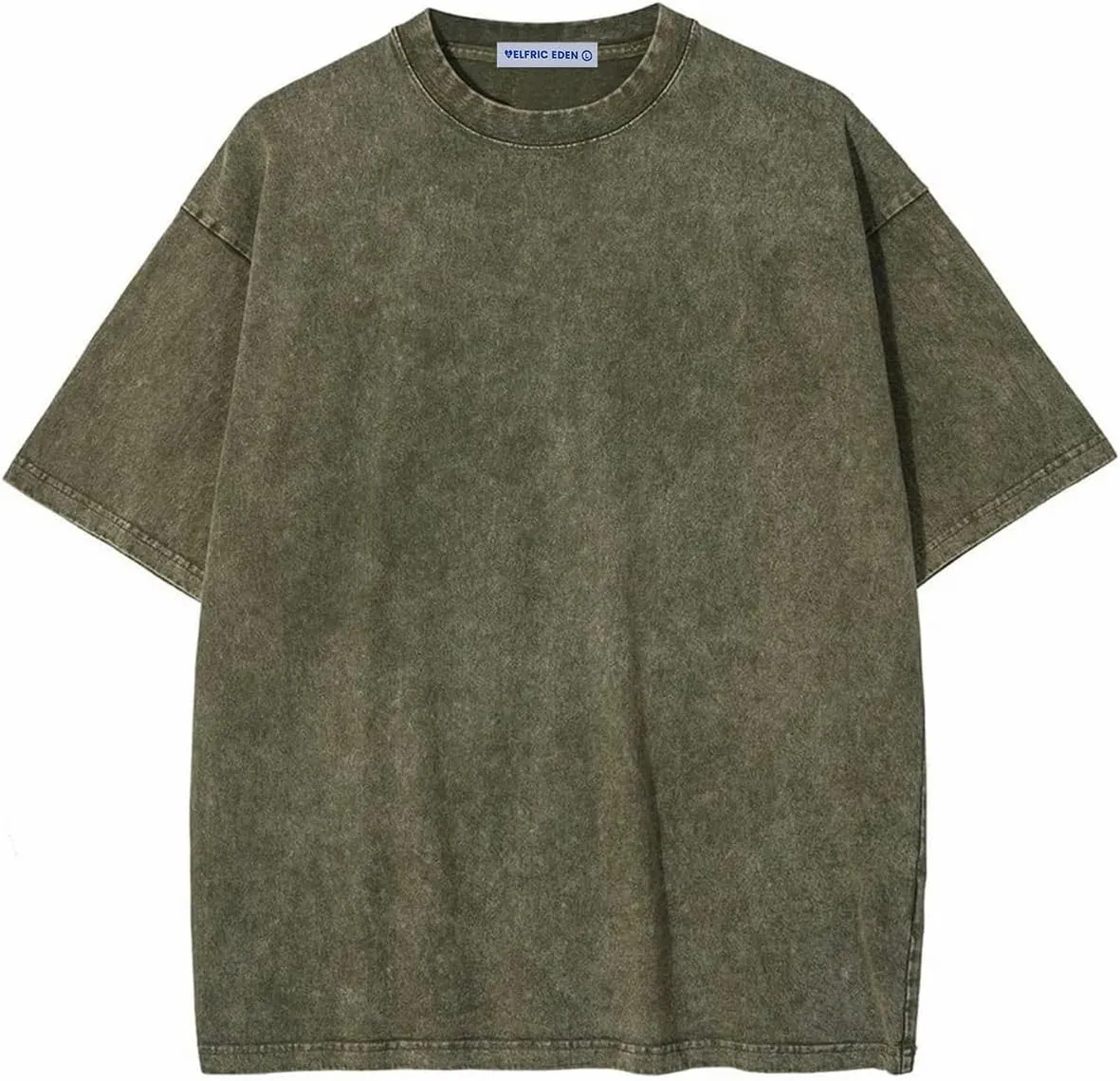 Aelfric Eden Mens Cotton Wash Solid T-Shirts Oversized Unisex Short Sleeve Streetwear Rap Hip Hop Basic Tee Tops