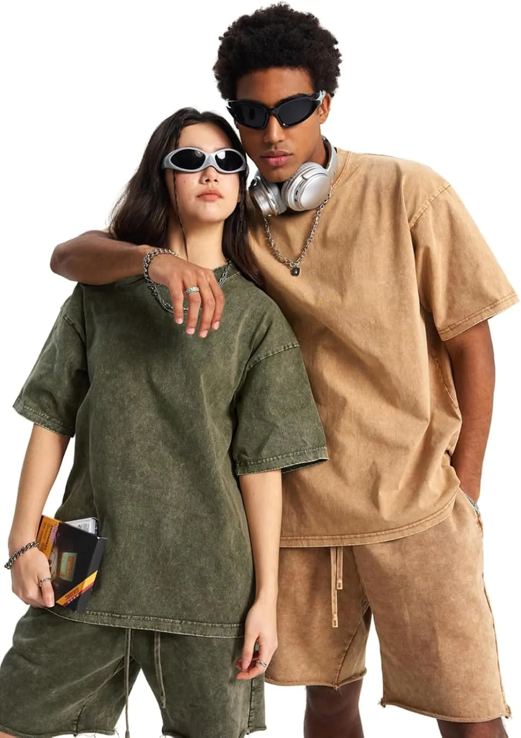Aelfric Eden Mens Cotton Wash Solid T-Shirts Oversized Unisex Short Sleeve Streetwear Rap Hip Hop Basic Tee Tops