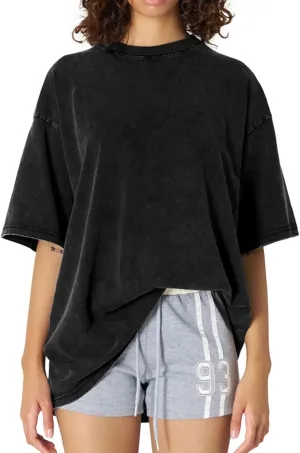 Aelfric Eden Mens Cotton Wash Solid T-Shirts Oversized Unisex Short Sleeve Streetwear Rap Hip Hop Basic Tee Tops