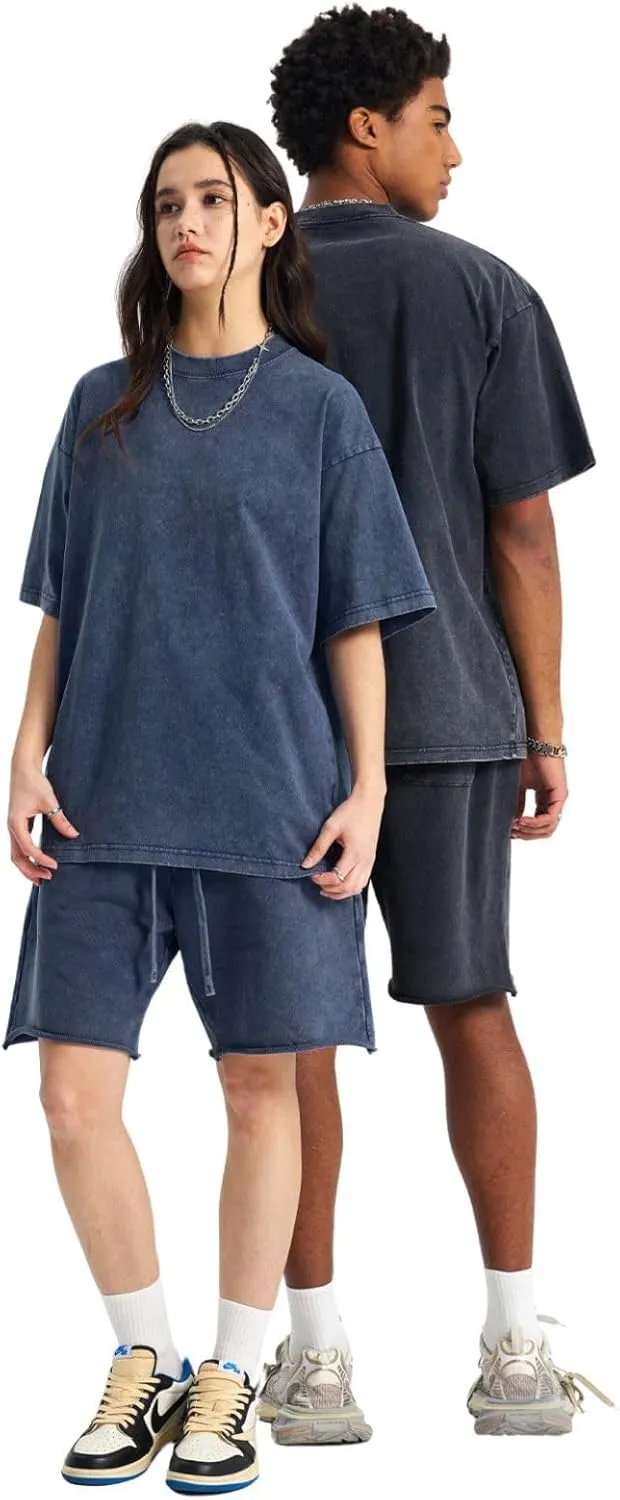 Aelfric Eden Mens Cotton Wash Solid T-Shirts Oversized Unisex Short Sleeve Streetwear Rap Hip Hop Basic Tee Tops