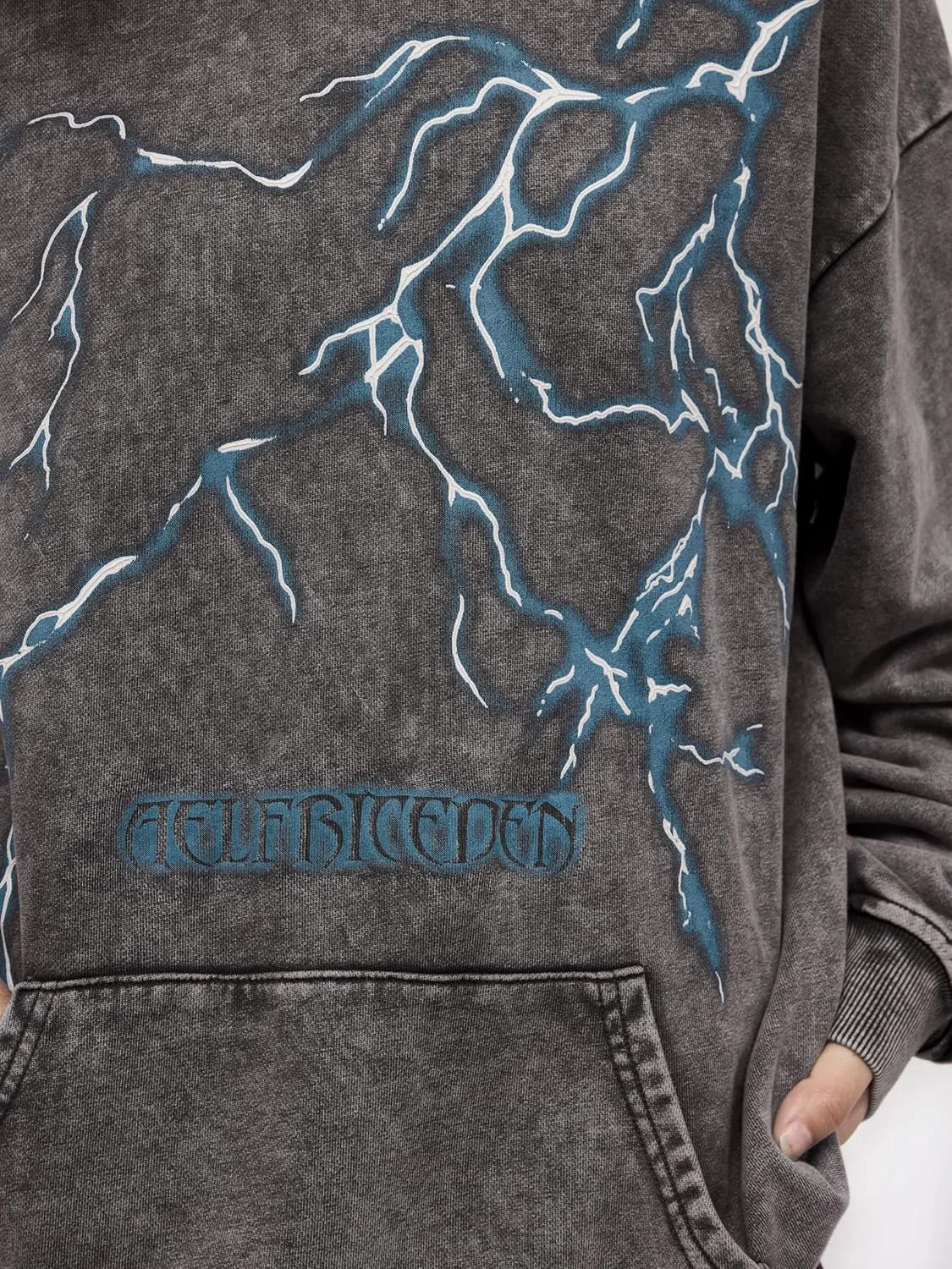 Aelfric Eden Mens Lightning Graphic Hoodies Print Oversized Unisex Streetwear Vintage Hoodie Y2k Sweatshirt Pocket Pullover