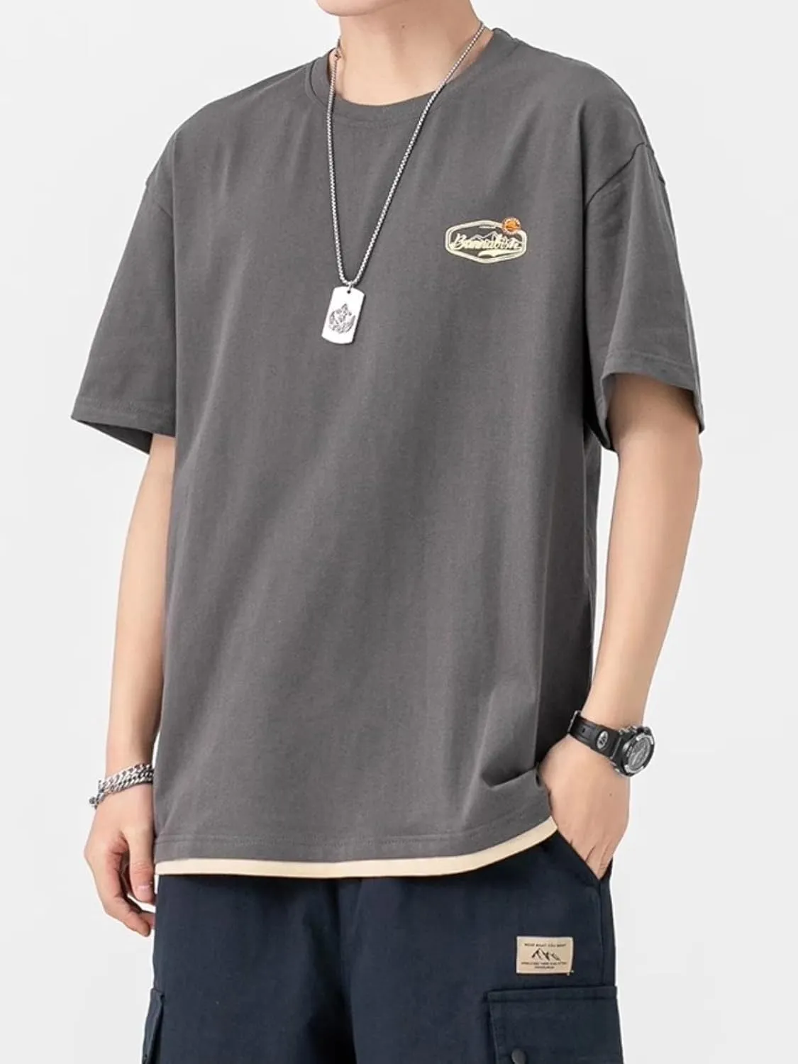 Aelfric Eden Mens Oversized T Shirts Graphic Tees Print Crew Neck Cotton Tops Streetwear Casual Shirt