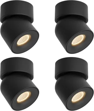 Aisilan 4 Packs LED Dimmable Adjustable Ceiling Spotlight 7W 3000K Aluminum Wired Spotlight Fixtures CRI 97 Surface Mounted Indoor Spot Light for Living Room Hallway Picture Corridor (Black)