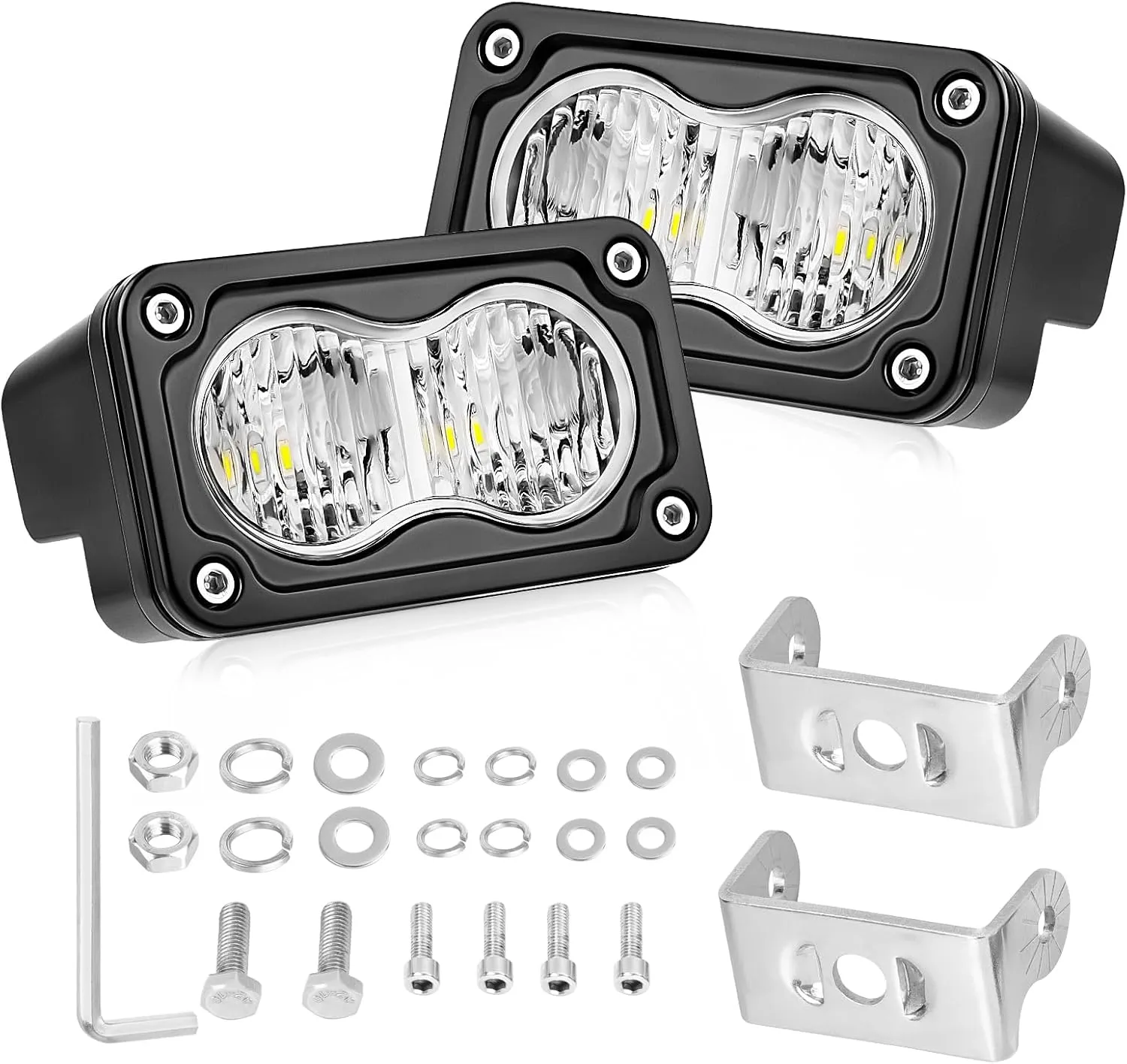 AKD 3 Inch CREE LED Off Road Light Pods - 40W Small Driving Lights, Backup, Reverse, Fog - 2 Packs for Truck, Pickup, Motorcycle, UTV, ATV, SUV, Dirt Bike, Surron