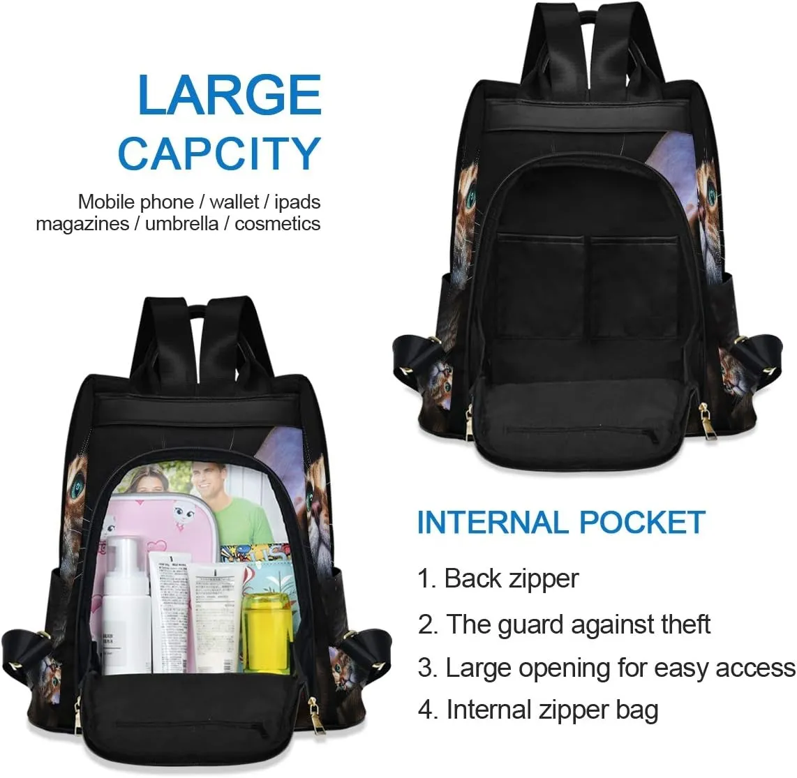 ALAZA Beautiful Bengalensis Cat Kitten Backpack Purse for Women Anti Theft Fashion Back Pack Shoulder Bag