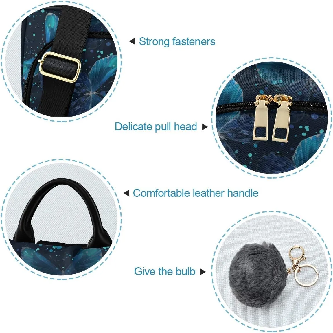 ALAZA Blue Butterflies Backpack Purse for Women Anti Theft Fashion Back Pack Shoulder Bag