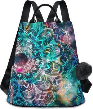 ALAZA Galaxy Colorful Mandala Backpack Purse for Women Anti Theft Fashion Back Pack Shoulder Bag