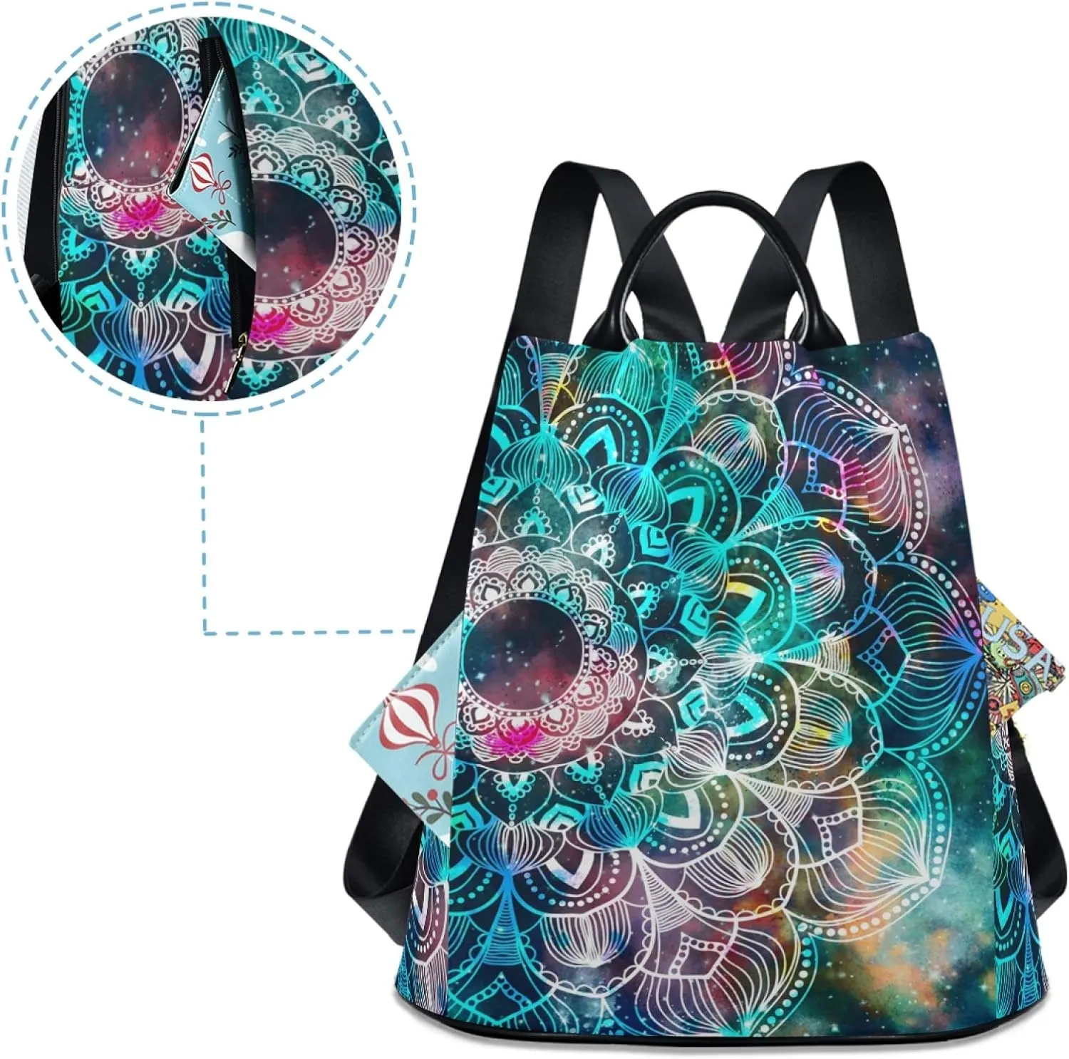 ALAZA Galaxy Colorful Mandala Backpack Purse for Women Anti Theft Fashion Back Pack Shoulder Bag