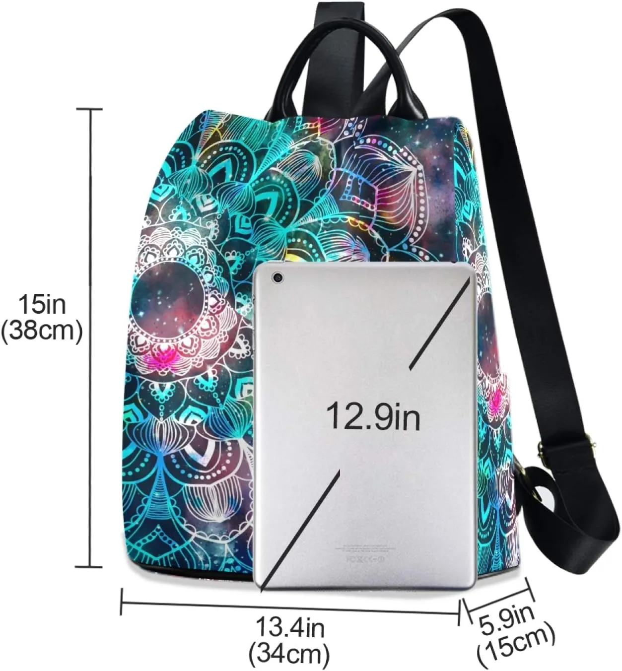 ALAZA Galaxy Colorful Mandala Backpack Purse for Women Anti Theft Fashion Back Pack Shoulder Bag