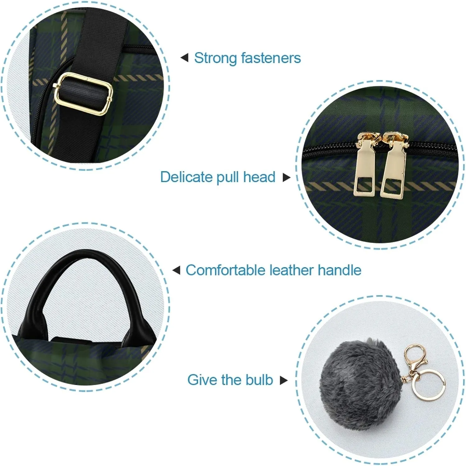 ALAZA Green Navy Blue Flannel Buffalo Plaid Backpack Purse for Women Anti Theft Fashion Back Pack Shoulder Bag