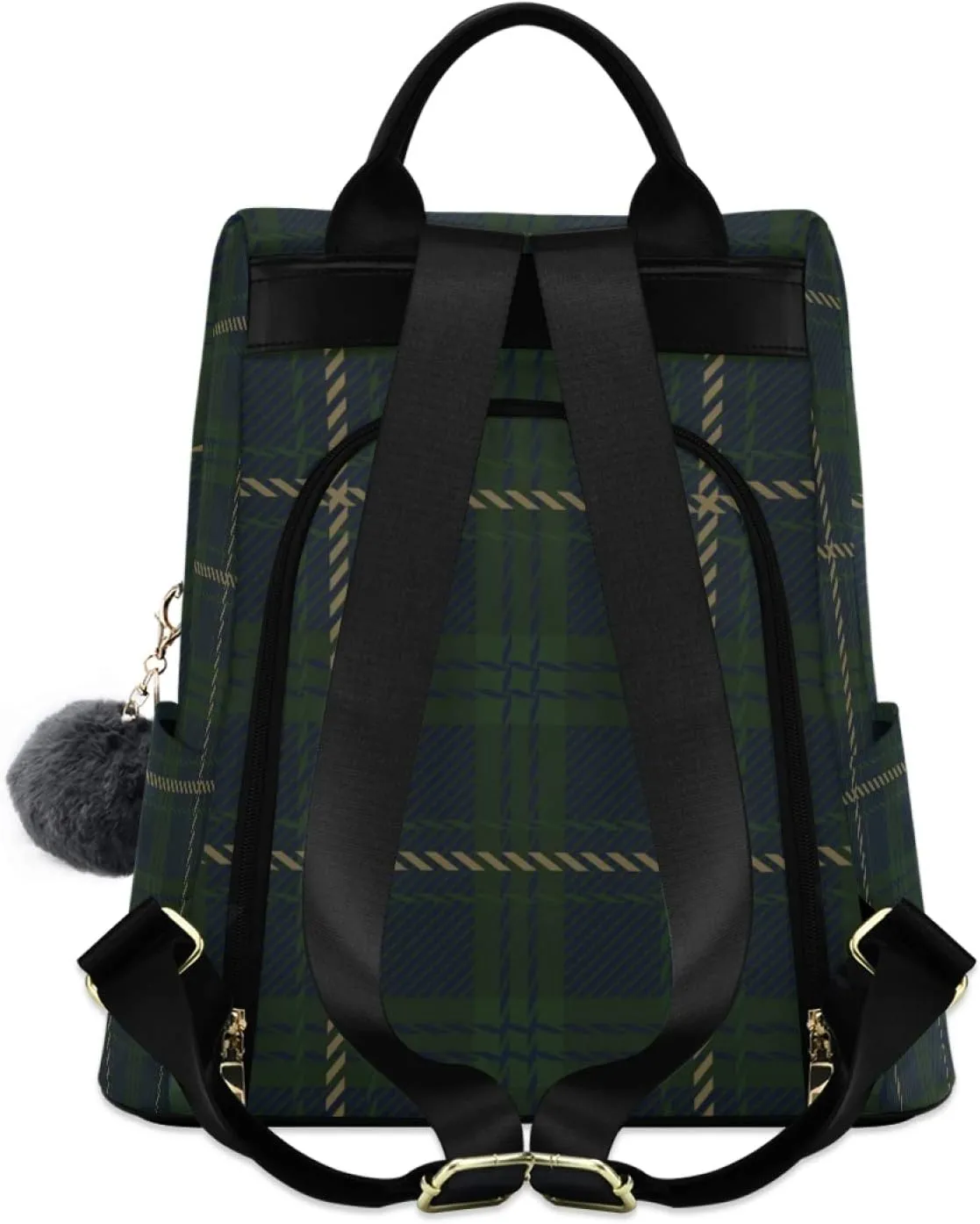 ALAZA Green Navy Blue Flannel Buffalo Plaid Backpack Purse for Women Anti Theft Fashion Back Pack Shoulder Bag