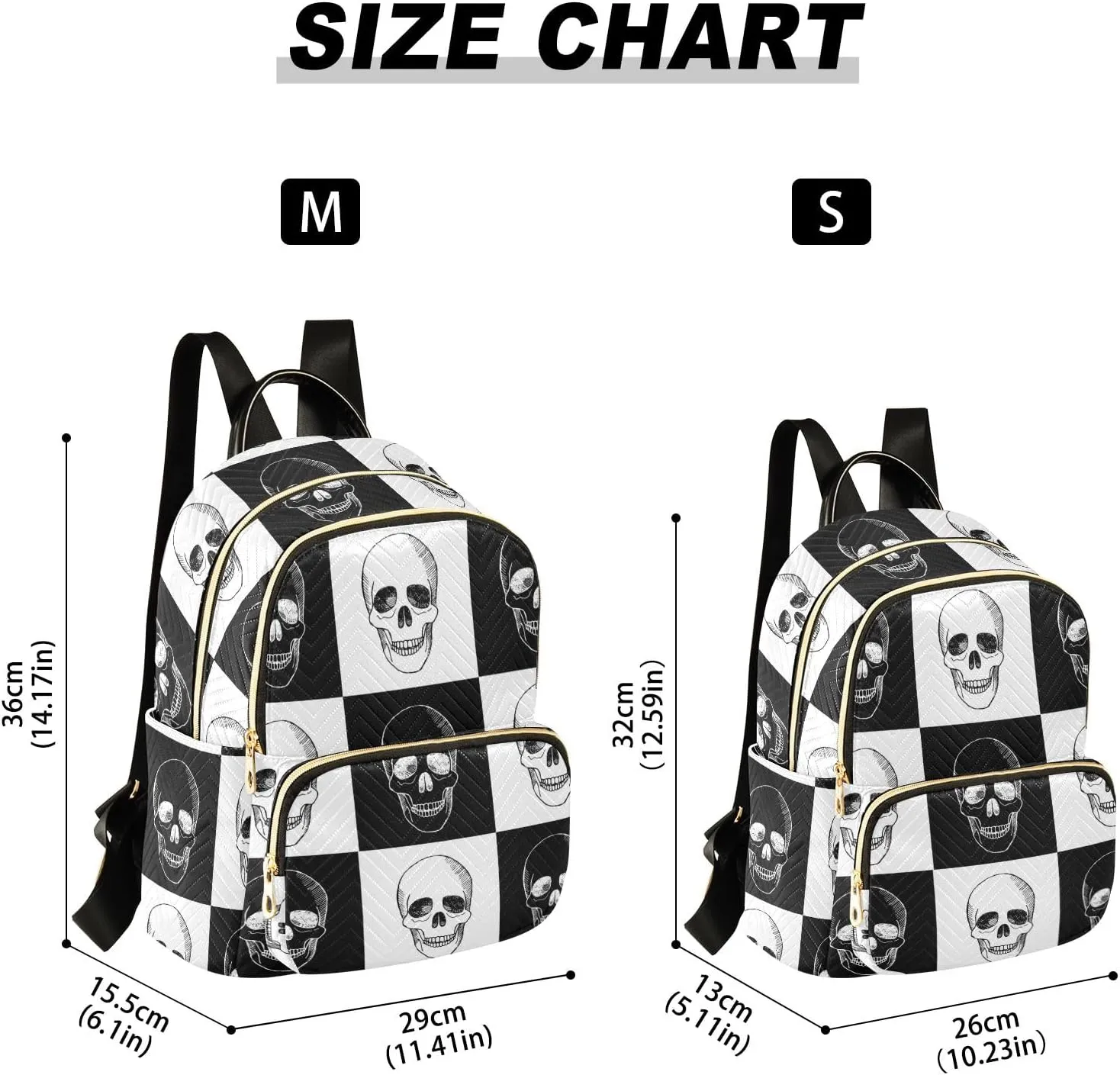 ALAZA Mini Backpack Purse for Women Lightweight Girls Small Size Gothic Skull Black and White School Teens College Traveling
