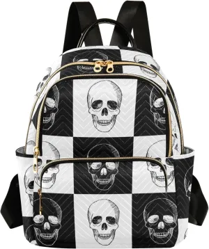 ALAZA Mini Backpack Purse for Women Lightweight Girls Small Size Gothic Skull Black and White School Teens College Traveling