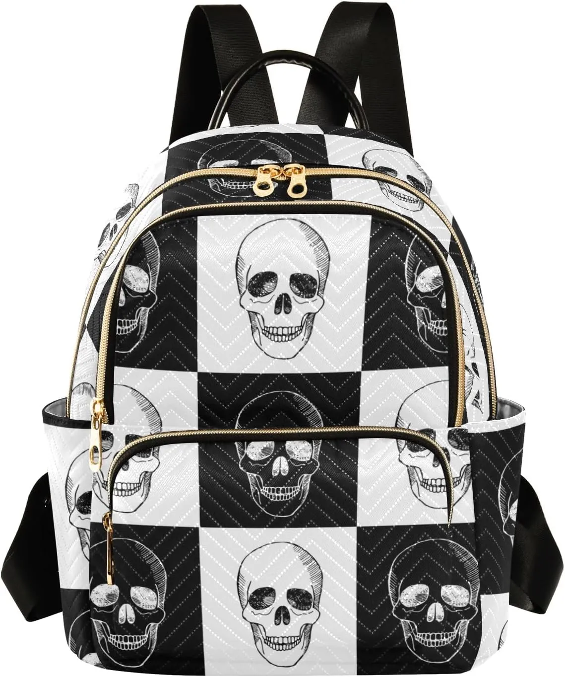 ALAZA Mini Backpack Purse for Women Lightweight Girls Small Size Gothic Skull Black and White School Teens College Traveling