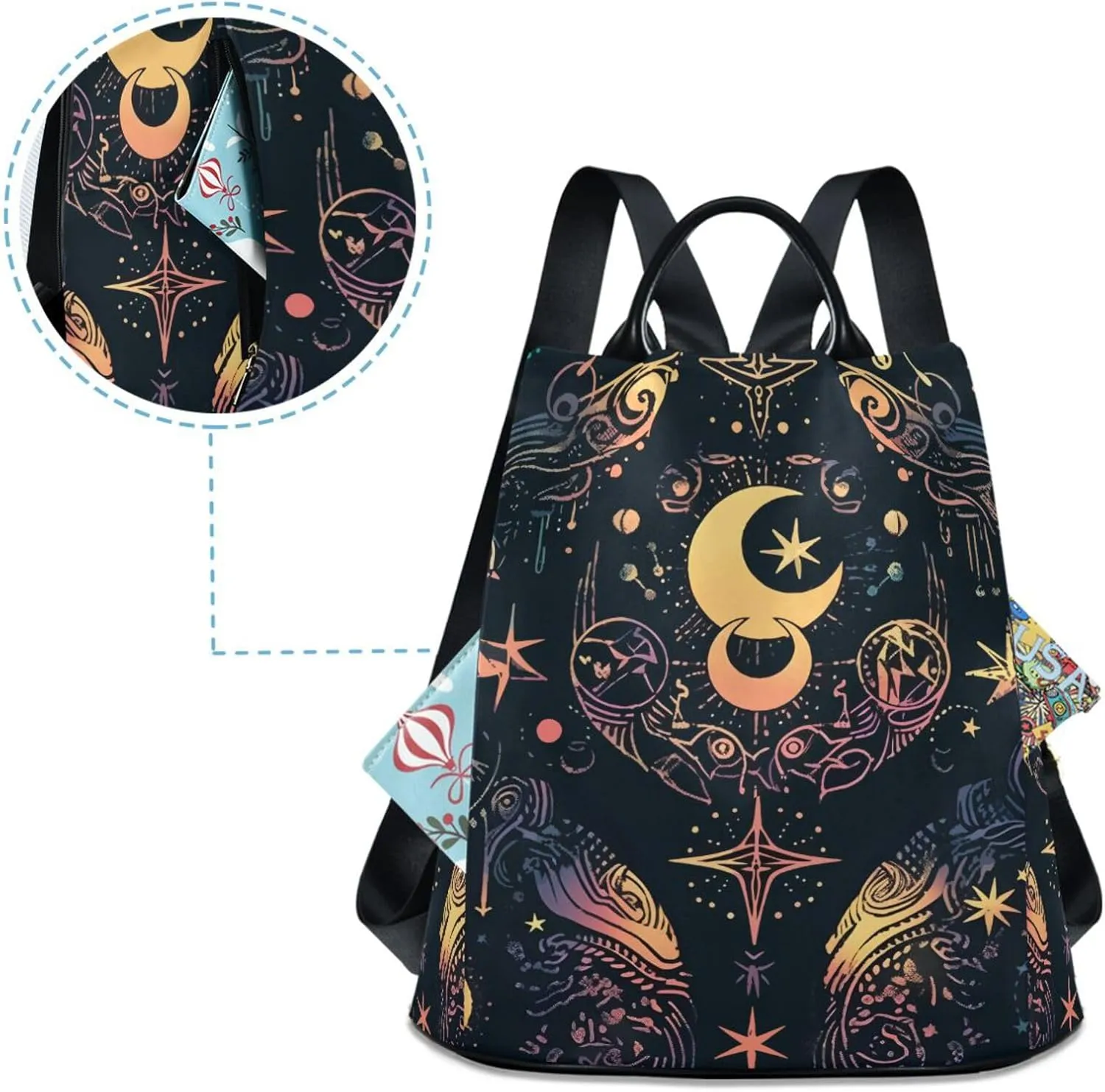ALAZA Moon Stars Alchemy Witch Backpack Purse for Women Anti Theft Fashion Back Pack Shoulder Bag