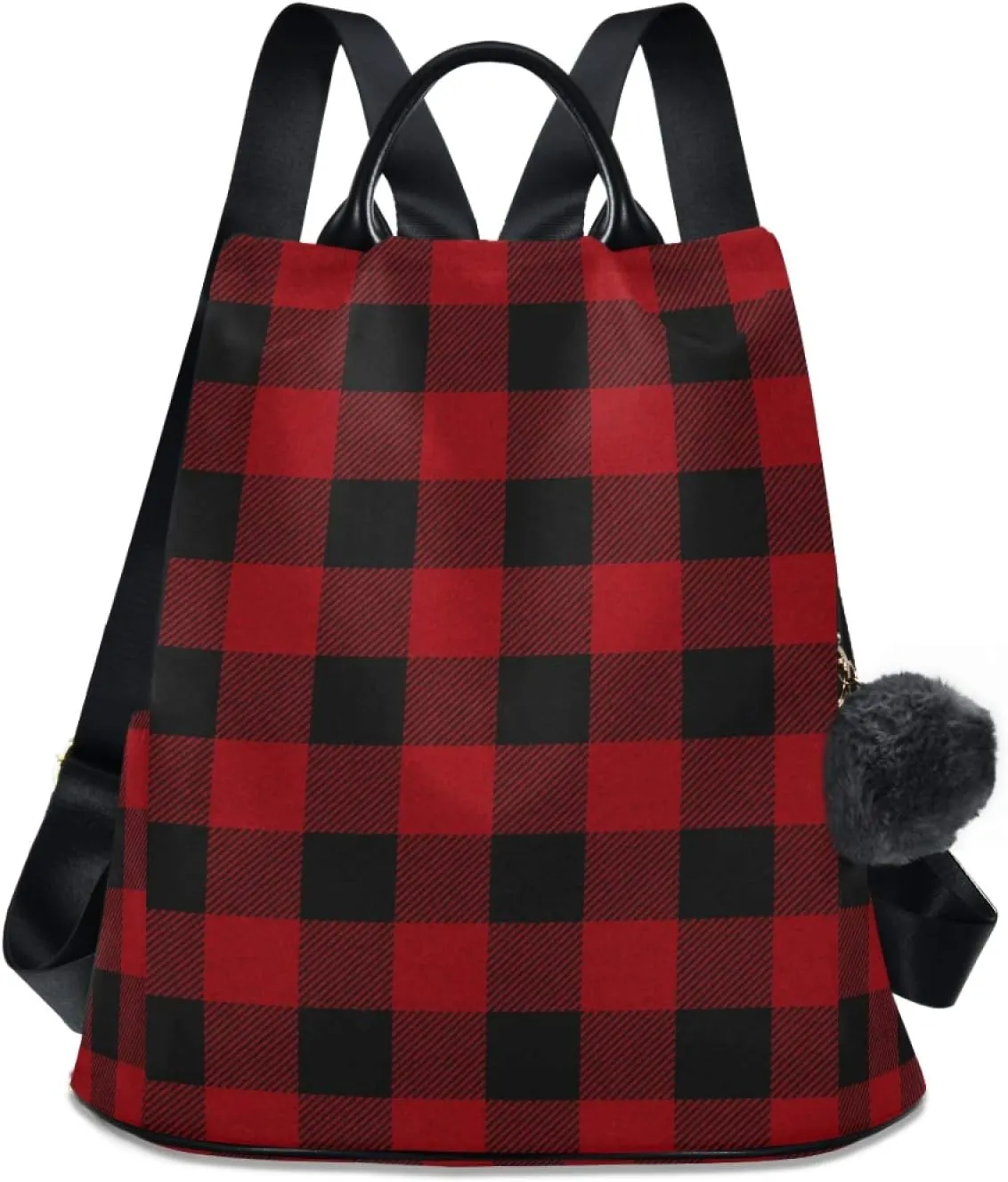 ALAZA Red Black Buffalo Lattice Plaid Backpack Purse for Women Anti Theft Fashion Back Pack Shoulder Bag