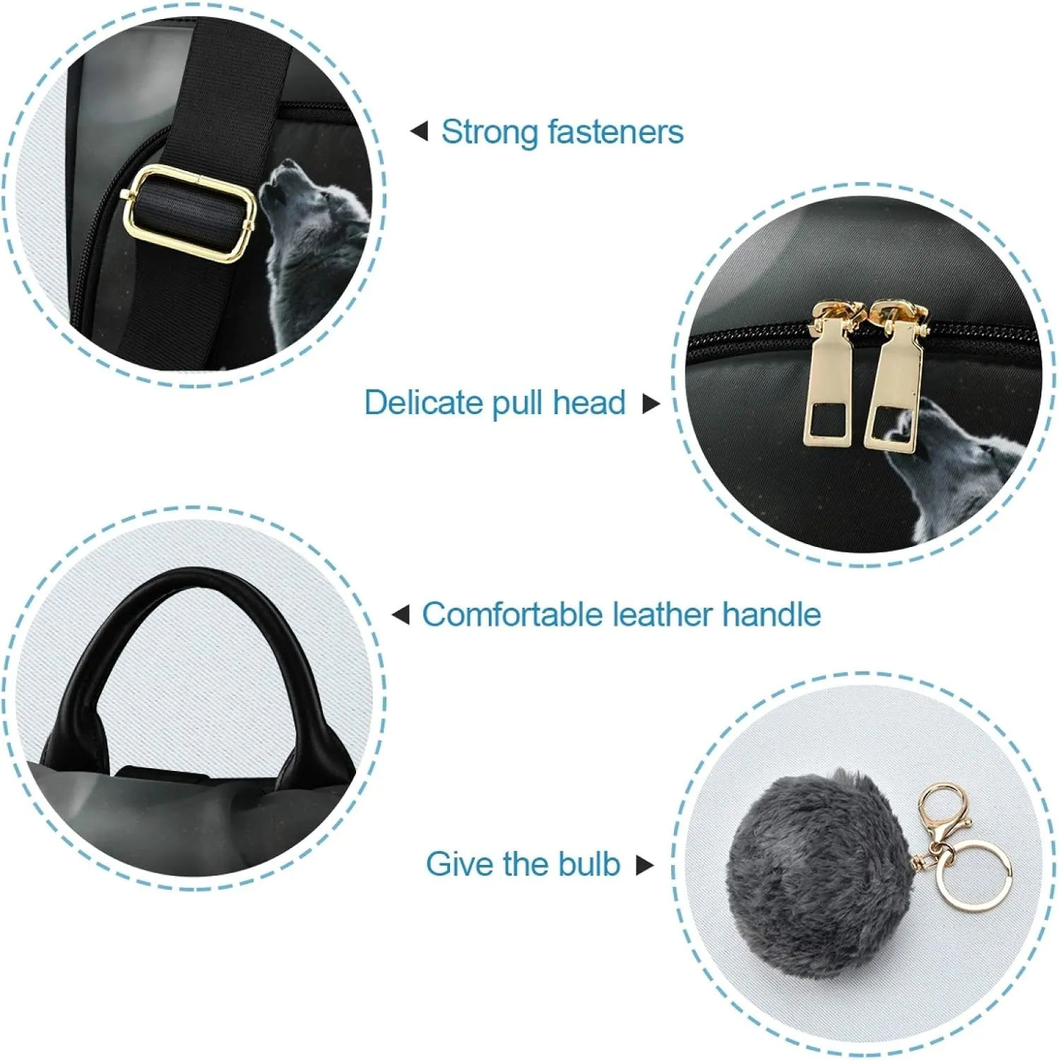 ALAZA Wolf Animal Print Moon Backpack Purse for Women Anti Theft Fashion Back Pack Shoulder Bag