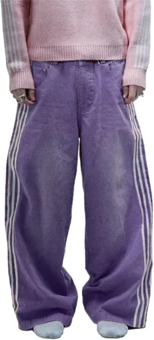 Alyweatry Men’s Vintage Baggy Jeans Oversized Low Rise Y2k Striped Skateboard Denim Track Jeans Streetwear