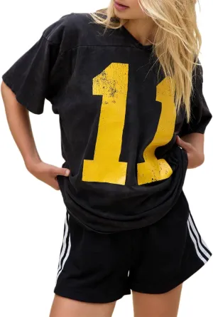 Alyweatry Women Y2k Graphic Oversized Jersey Tee Sporty Aesthetic Number Letter Print Jersey Shirt Preppy Clothes