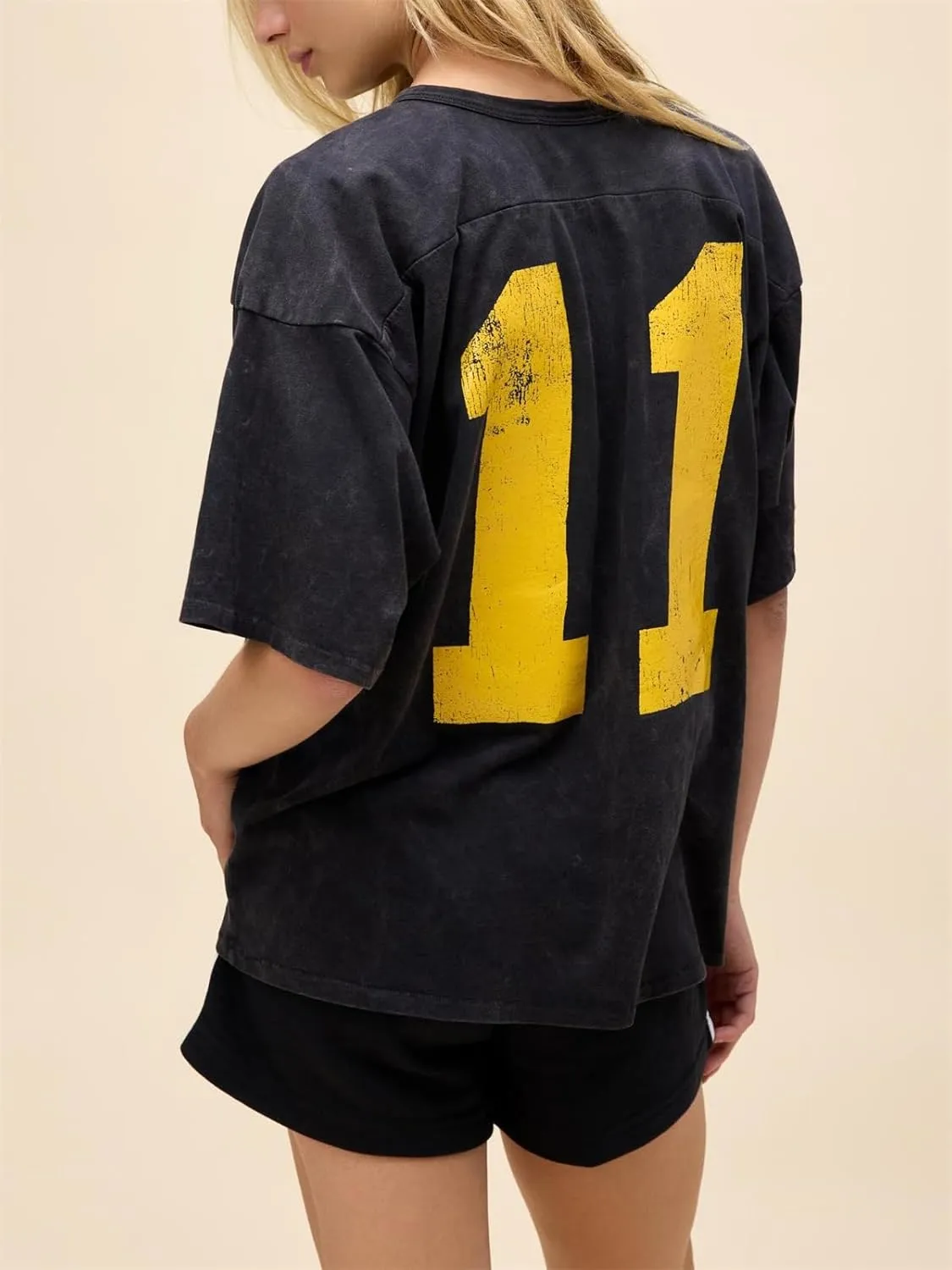 Alyweatry Women Y2k Graphic Oversized Jersey Tee Sporty Aesthetic Number Letter Print Jersey Shirt Preppy Clothes