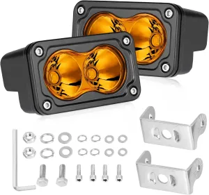 Amber LED Pods, AKD Part 3 Inch CREE LED Fog Lights 40W Spot LED Lights Pods Mini Amber Chase Lights Ditch Light 2 Packs for Truck Motorcycle UTV SUV ATV Dirt Bike Snowmobile