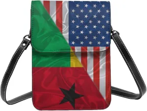 America And Guinea Bissau Triangle Flag Small Crossbody Bag Is A Shoulder Bag Designed For Women And Girls Cell Phone Crossbody Wallet Purses With Card Slots Adjustable Strap