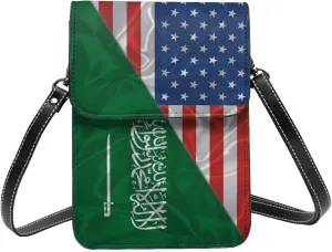 America And Saudi Arabia Saudi Arabian Triangle Flag Small Crossbody Bag Is A Shoulder Bag Designed For Women And Girls Cell Phone Crossbody Wallet Purses With Card Slots Adjustable Strap