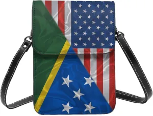 America And Solomon Islanders Triangle Flag Small Crossbody Bag Is A Shoulder Bag Designed For Women And Girls Cell Phone Crossbody Wallet Purses With Card Slots Adjustable Strap