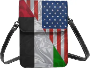 America And United Arab Emirates Emiratis Triangle Flag Small Crossbody Bag Is A Shoulder Bag Designed For Women And Girls Cell Phone Crossbody Wallet Purses With Card Slots Adjustable Strap