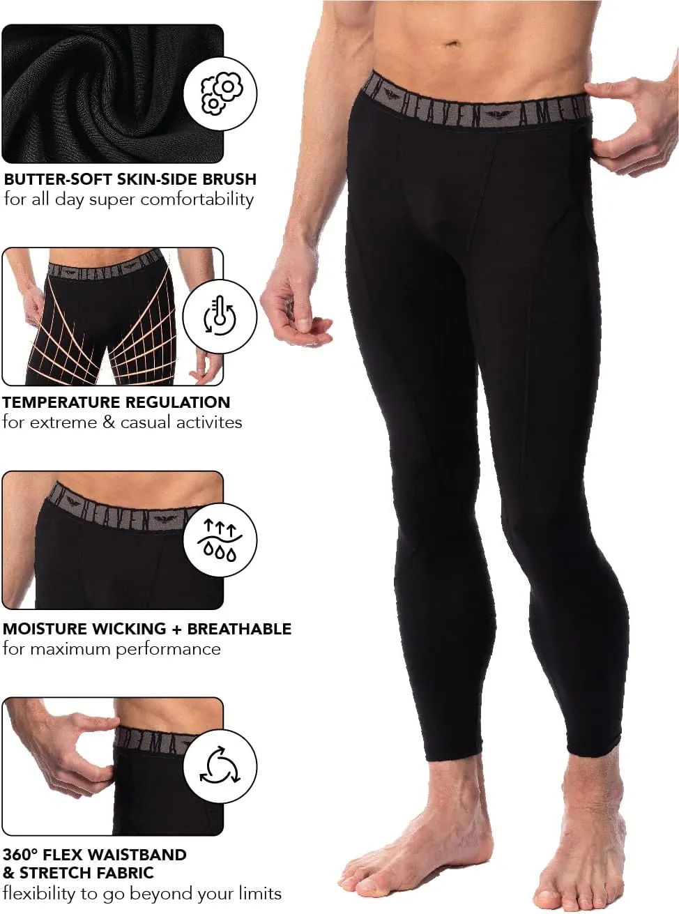 AMERICAN HEAVEN Men's Base Layer/Athletic/Running Tights/Leggings-Soft Thermal Bottoms| Multi Packs
