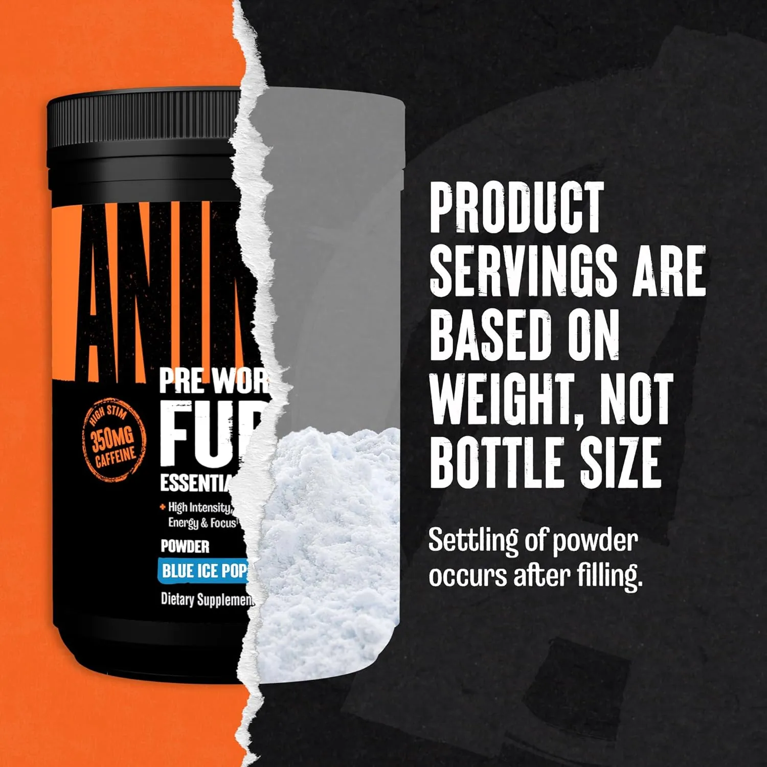 Animal Fury - Pre Workout Powder Supplement for Energy and Focus - 5g BCAA, 350mg Caffeine, Nitric Oxide, Without Creatine - Powerful Stimulant for Bodybuilders - Ice Pop