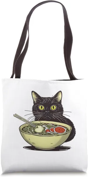 Anime Manga Kawaii Urban Lifestyle Streetwear Ramen Cat Tote Bag