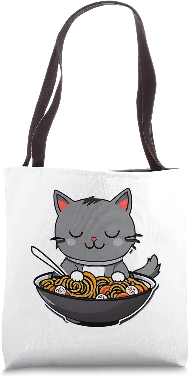 Anime Manga Kawaii Urban Lifestyle Streetwear Ramen Cat Tote Bag