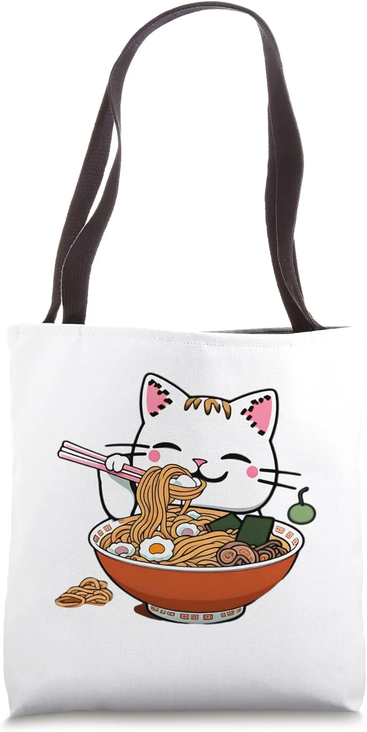 Anime Manga Kawaii Urban Lifestyle Streetwear Ramen Cat Tote Bag