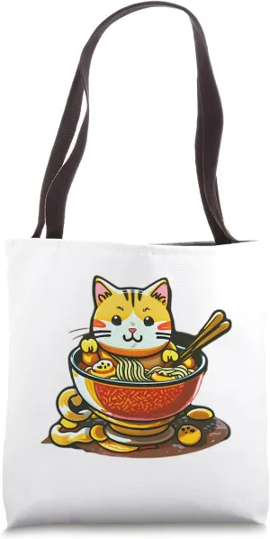 Anime Manga Kawaii Urban Lifestyle Streetwear Ramen Cat Tote Bag