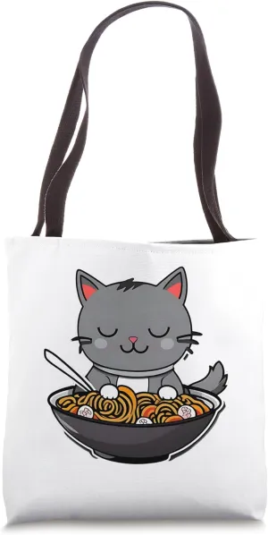 Anime Manga Kawaii Urban Lifestyle Streetwear Ramen Cat Tote Bag