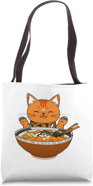 Anime Manga Kawaii Urban Lifestyle Streetwear Ramen Cat Tote Bag
