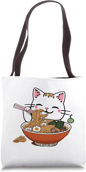 Anime Manga Kawaii Urban Lifestyle Streetwear Ramen Cat Tote Bag