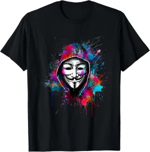 Anonymous Anon Hacker Gamer Graffiti Splatter Art Graphic T-Shirt