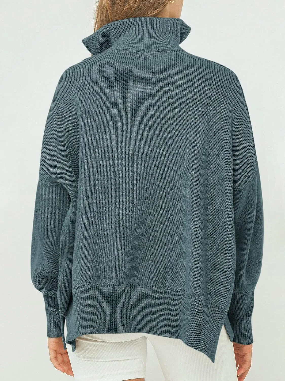ANRABESS Women's Oversized Fashion Long Sleeve Quarter Zip Baggy Loose Slouchy Sweater Pullover Tops 2025 Fall Outfits