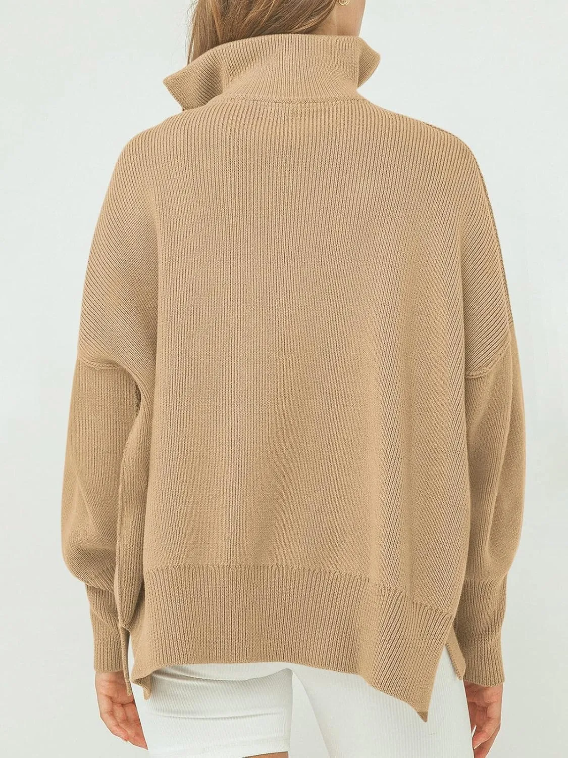 ANRABESS Women's Oversized Fashion Long Sleeve Quarter Zip Baggy Loose Slouchy Sweater Pullover Tops 2025 Fall Outfits