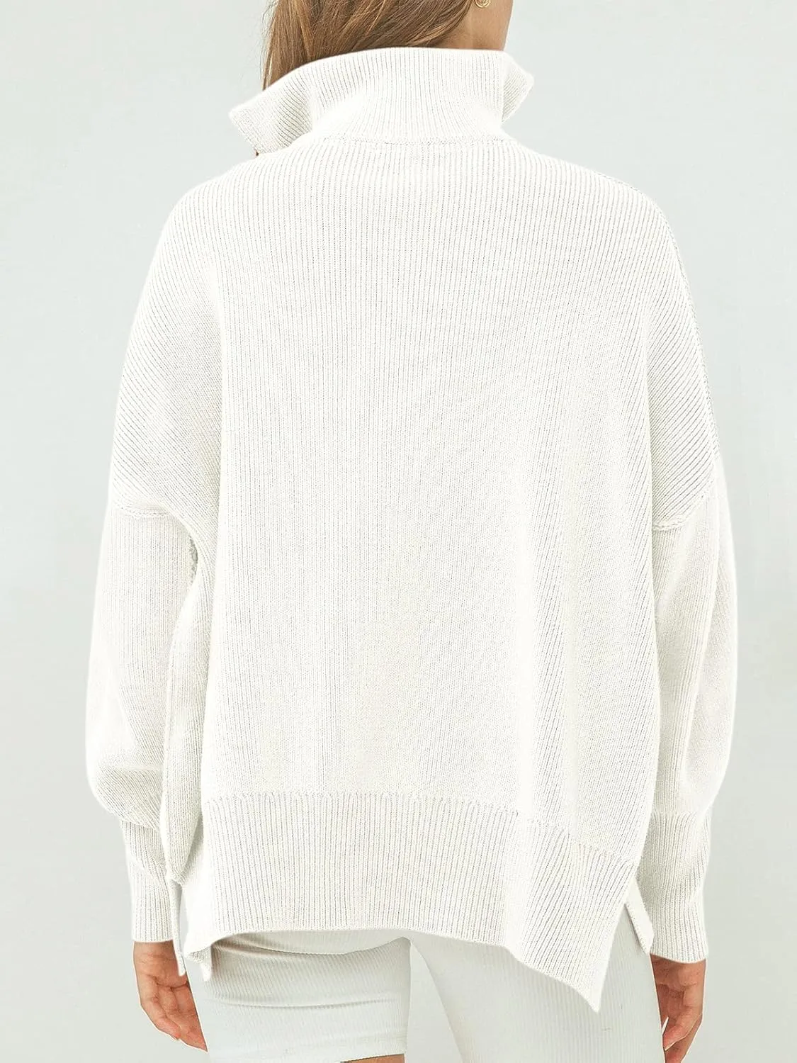 ANRABESS Women's Oversized Fashion Long Sleeve Quarter Zip Baggy Loose Slouchy Sweater Pullover Tops 2025 Fall Outfits