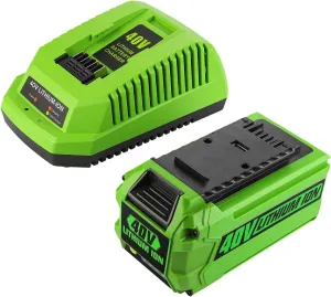 ANTRobut Replacement for Greenworks 40V Battery and Charger 29482 Compatible with 40V Greenworks Battery 29472 29462 6.5Ah