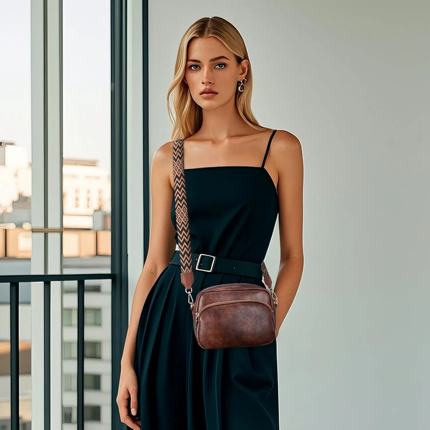 APHISON Crossbody Bags for Women Trendy, Leather Crossbody purse with Adjustable Strap