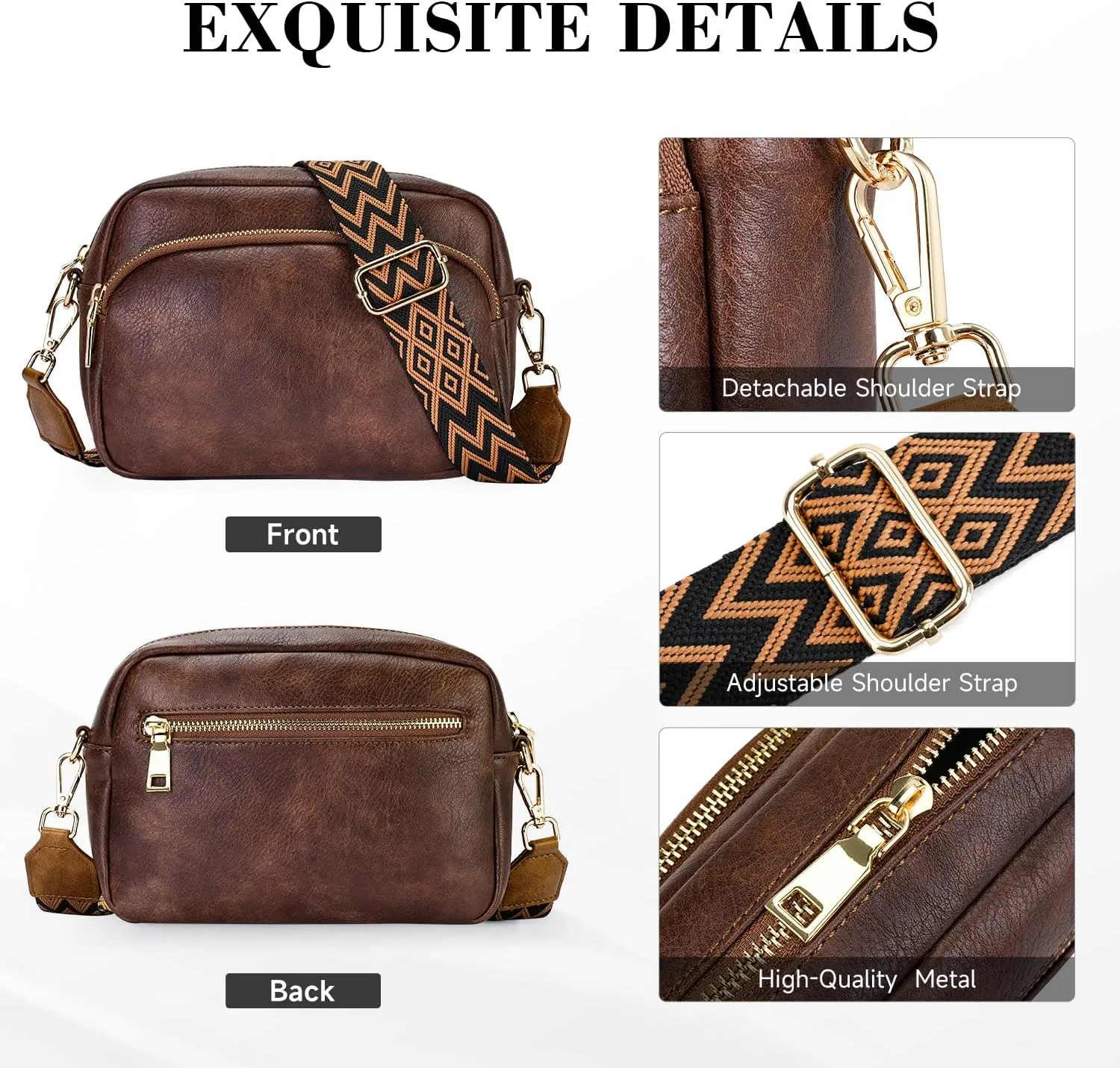 APHISON Crossbody Bags for Women Trendy, Leather Crossbody purse with Adjustable Strap