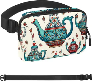 Arabian Tea Kettle Crossbody Fanny Pack, Gifts for Enjoy Sports Festival Workout Traveling Running Casual Hands-Free Wallets Waist Pack Phone Bag, 1.5x9.0x5.9in/4x23x15cm