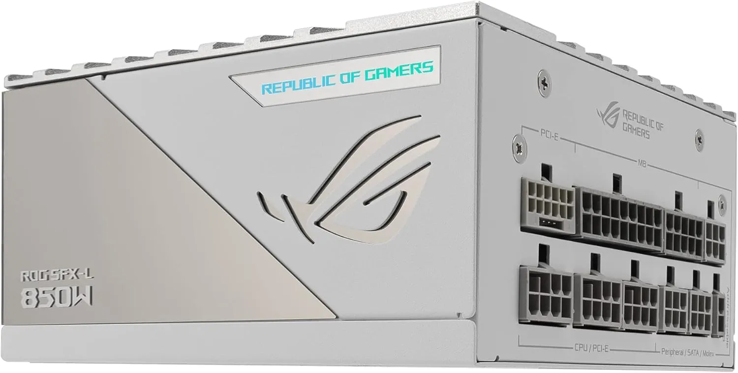 ASUS ROG Loki SFX-L 850W Platinum White Edition (Fully Modular Power Supply, 80  Platinum, 120mm PWM ARGB Fan, Aura Sync, ATX 3.0 Compatible, PCIe 5.0 Ready, 10 Year Warranty)